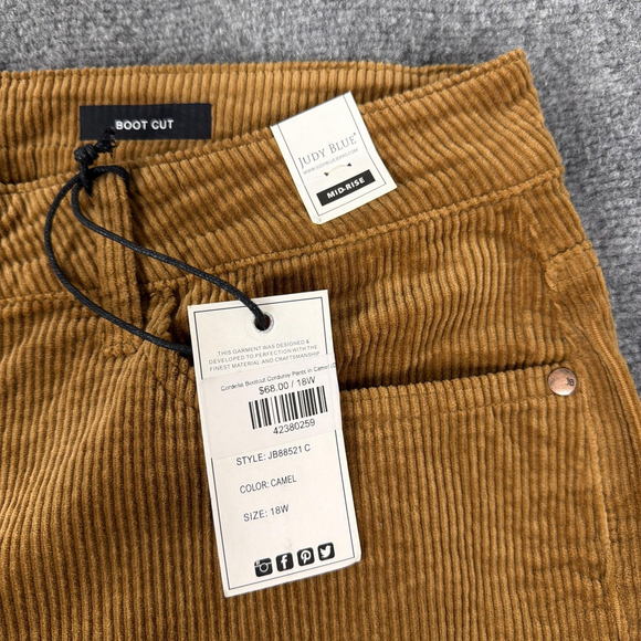 Judy Blue Corduroy Pants Womens 18W Camel Brown Cordelia Bootcut Mid Rise NEW - Picture 6 of 12